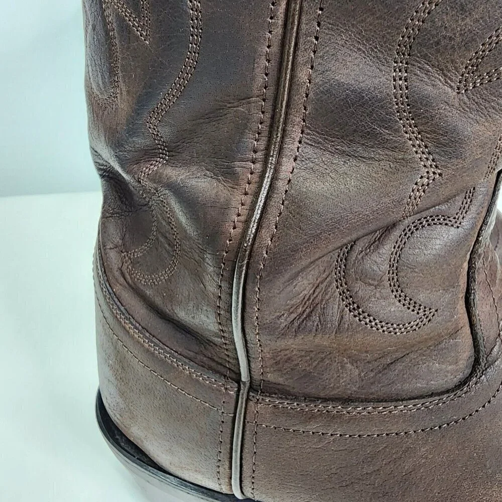 Old West Men's TBM3051 Brown Leather‎ Mid-Calf Western Boots - Size 9.5 D